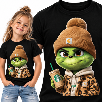 KOSZULKA DZIECIĘCA ŚWIĄTECZNA GRINCH CAFFE